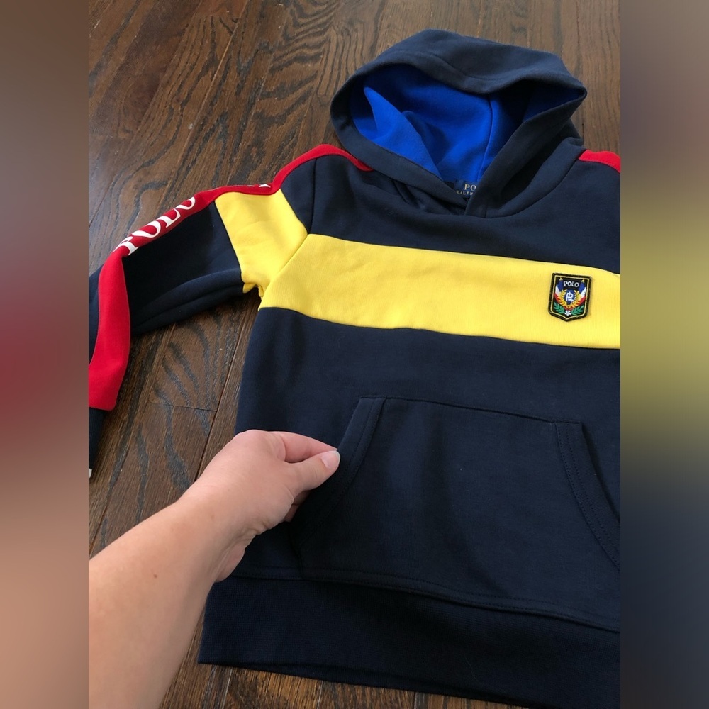 Polo Ralph Lauren Boys 6 RARE Vintage Colorblock Hooded Sweatshirt w/RLPC Crest - Picture 9 of 12